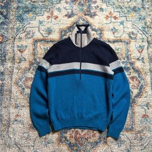 Vintage White Ram 1/4 Zip-up Pullover Sweater Small